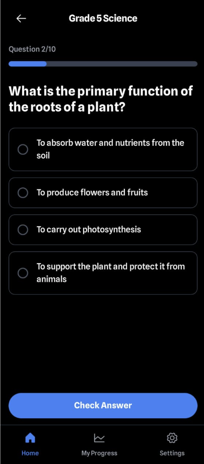 Offline AI Learning Platform app screen showing the interface