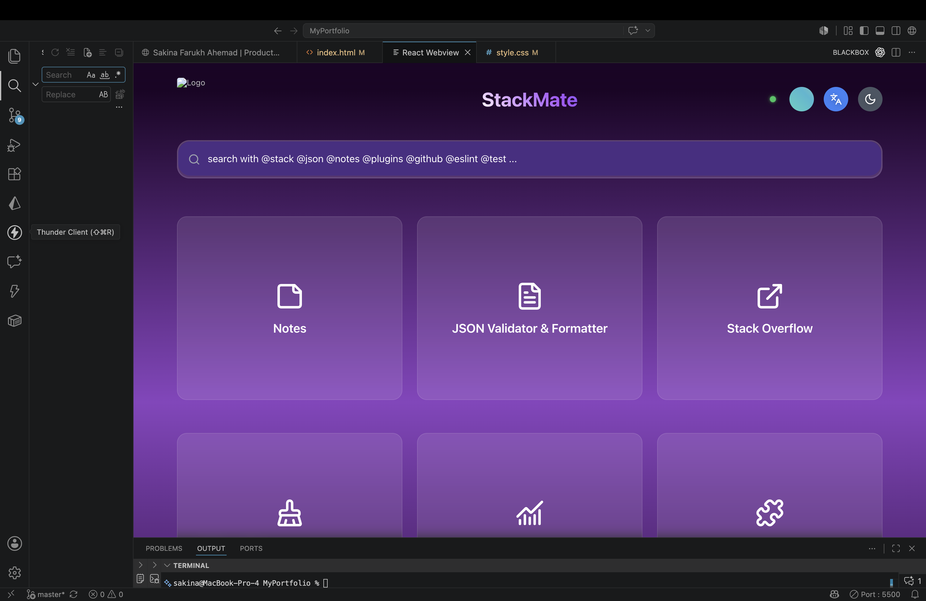 StackMate VS Code extension interface